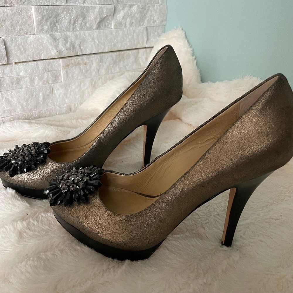 COACH Metallic Bronze Leather Heels - Size 7